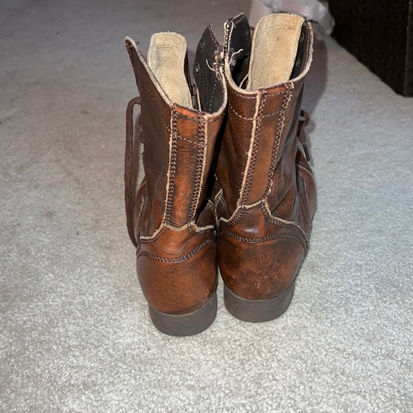 Troopa Brown Leather Combat Booties - Picture 3 of 6
